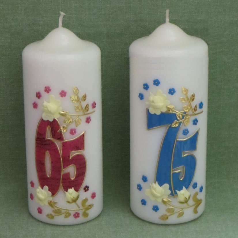 S35j - Jubilejní - Růže - Velikost svící: vel. 6 rozměr 29 x 6,5 cm