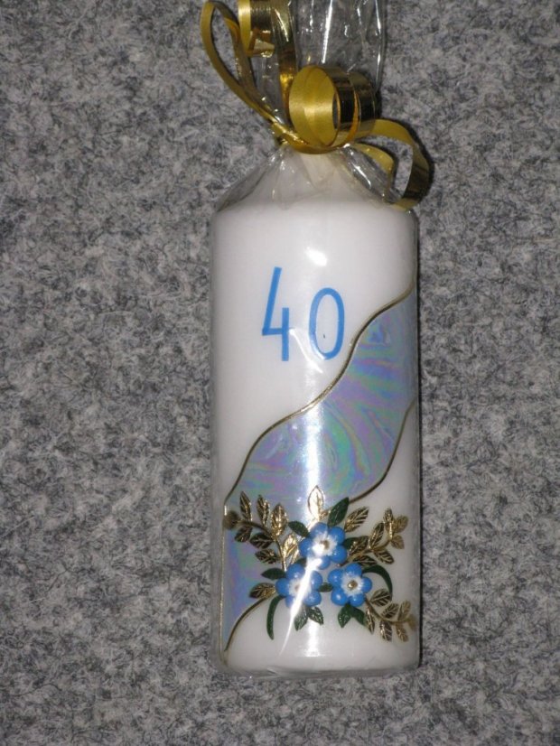 S02j - Jubilejní - květy - Velikost svící: vel. 3 rozměr 15 x 6,5 cm