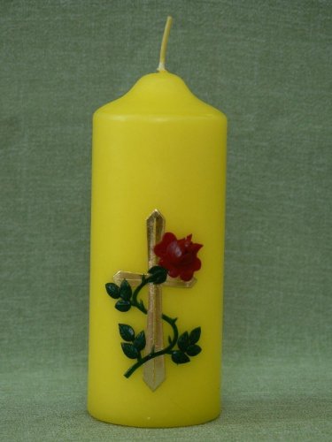 CM12 - Kříž a růže - Velikost svící: vel. 1 rozměr 10 x 5 cm