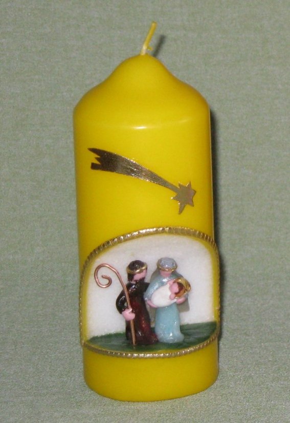 V02 - Vánoční - Svatá rodina - Velikost svící: vel. 3 rozměr 15 x 6,5 cm