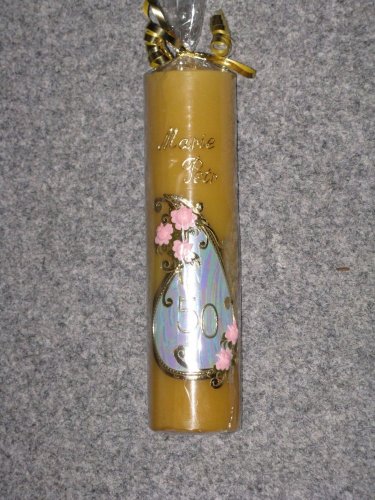 S26j - Jubilejní - Kapka s růžemi - Velikost svící: PV6 rozměr 29 x 6,5 cm medová