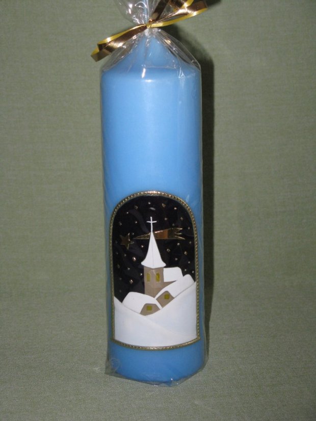 V08 - Vánoční - Kostelík - Velikost svící: HS4 rozměr 21 x 6,5 cm včelí vosk