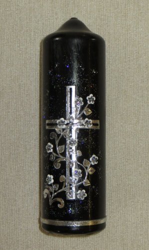 CM27 - Svíce mešní smuteční - Kříž a ratolesti - Velikost svící: vel. 6 rozměr 29 x 6,5 cm