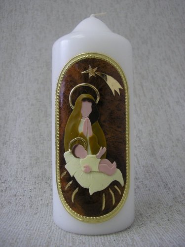 V20 - Vánoční - Maria s Ježíškem - Velikost svící: PV5 rozměr 26 x 6,5 cm medová