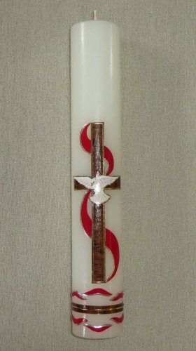 CM29 - Kříž a Duch svatý - Velikost svící: PV6 rozměr 29 x 6,5 cm medová