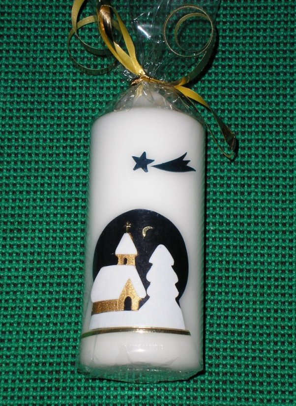 V28 - Vánoční - Kostelík - Velikost svící: vel. 5 rozměr 26 x 6,5 cm