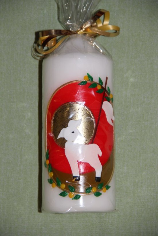 VK09 - Beránek a ratolesti - Velikost svící: vel. 6 rozměr 29 x 6,5 cm