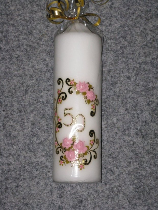 S06j - Jubilejní - růže - Velikost svící: vel. 2 rozměr 13 x 5,5 cm